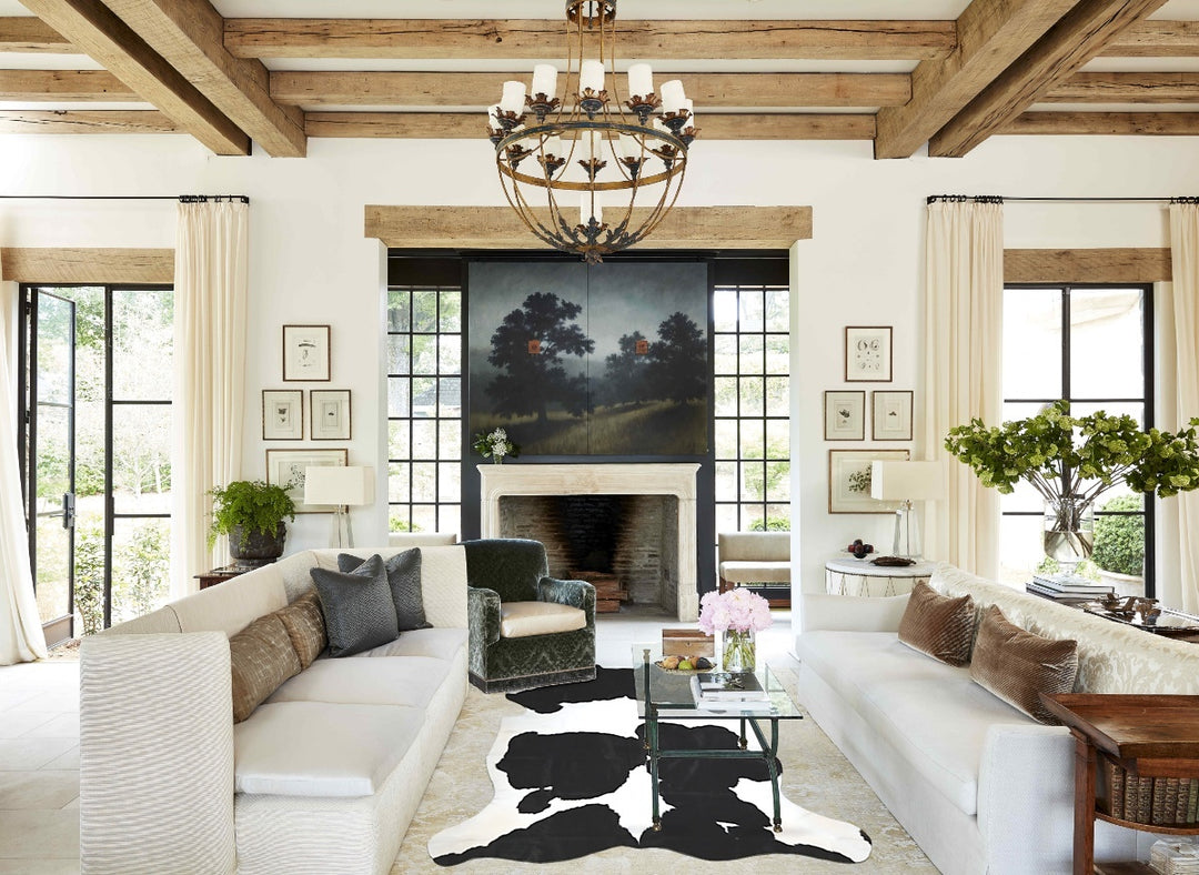 Black and White XX-Large Brazilian Cowhide Rug 8'0"H x 6'10"W #A41438 