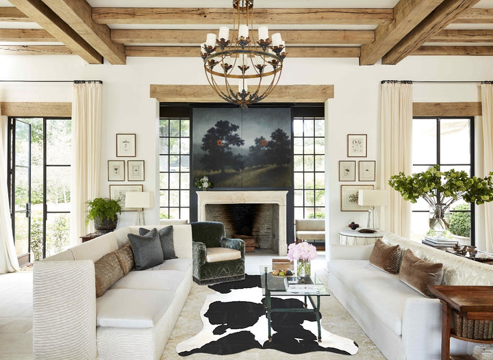 Black and White XX-Large Brazilian Cowhide Rug 8'0"H x 6'10"W #A41438 by Hudson Hides