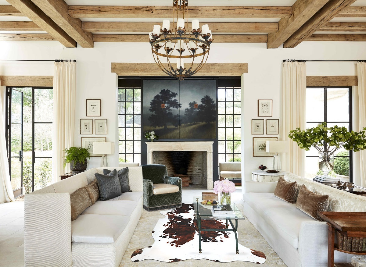 Tricolor X-Large European Cowhide Rug 7'4"H x 6'9"W #A41457 by Hudson Hides