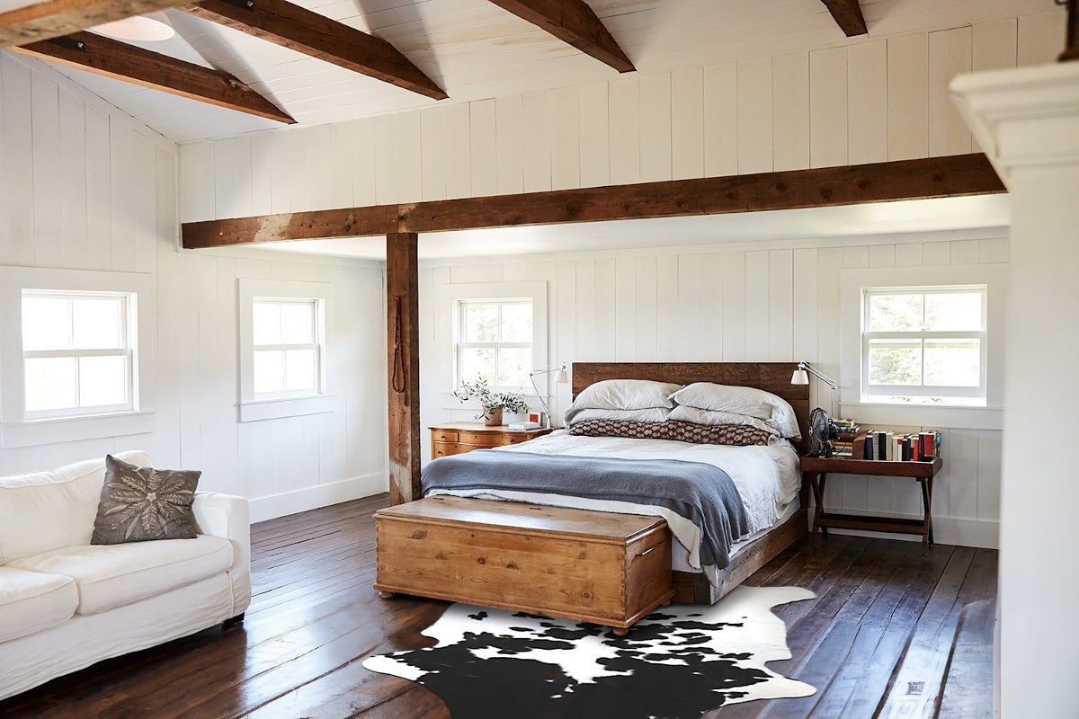 Black and White X-Large Brazilian Cowhide Rug 7'10"H x 6'0"W #A41465 by Hudson Hides