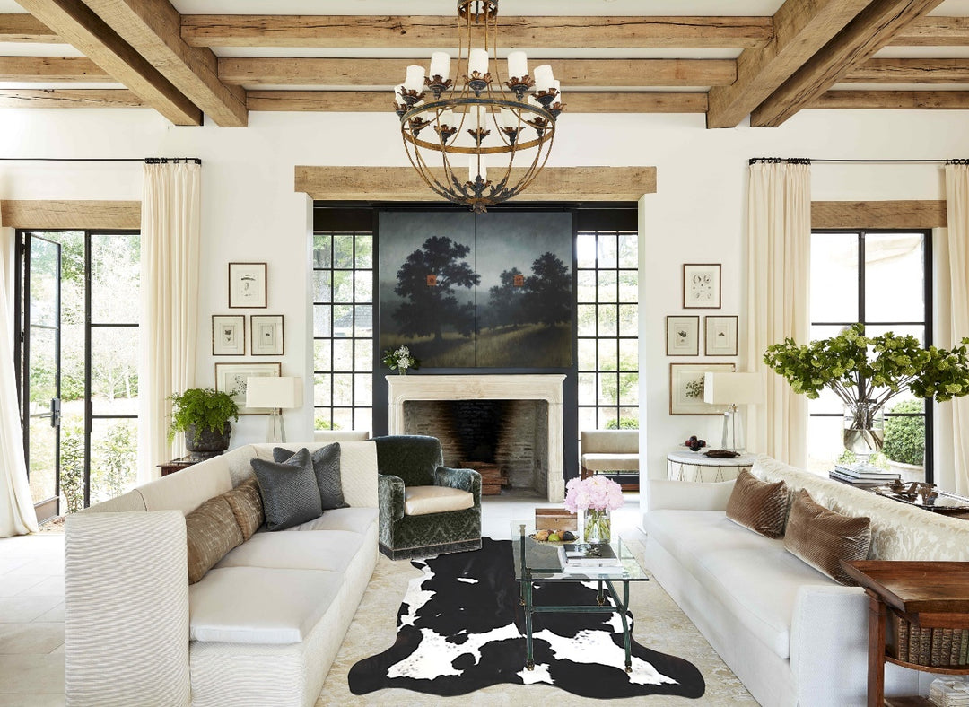 Black and White XX-Large Brazilian Cowhide Rug 7'5"H x 7'1"W #A41498 b