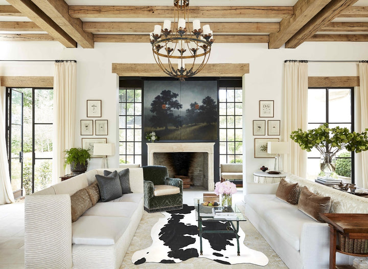 Black and White XX-Large Brazilian Cowhide Rug 7'4"H x 7'3"W #A41500 by Hudson Hides