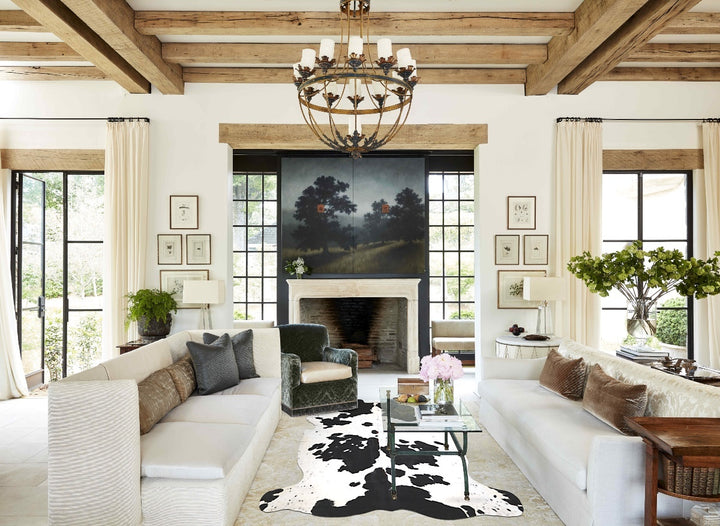 Black and White X-Large Brazilian Cowhide Rug 7'3"H x 6'7"W #A41585 by Hudson Hides