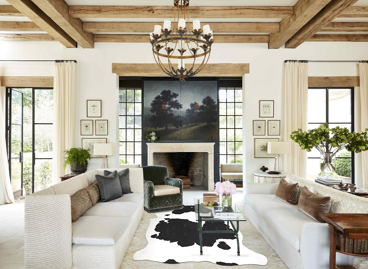 Black and White X-Large Brazilian Cowhide Rug 7'5"H x 6'1"W #A41595 by Hudson Hides