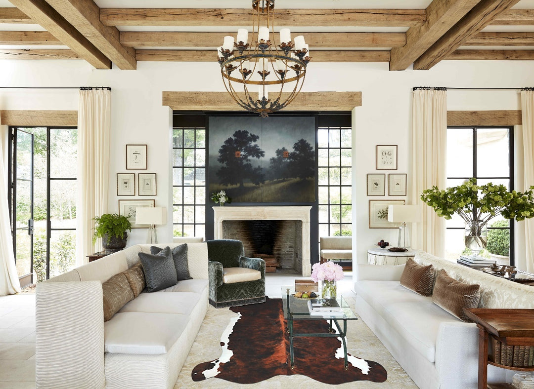 Tricolor X-Large European Cowhide Rug 7'3"H x 6'10"W #A41615 by Hudson