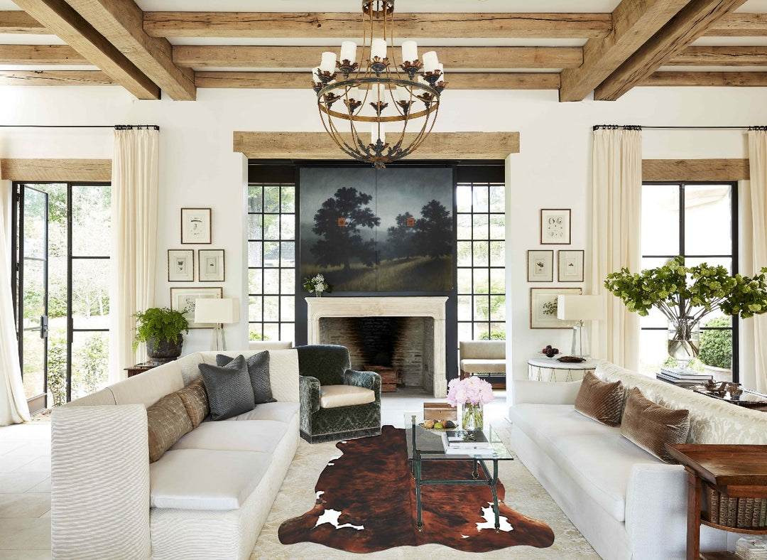 Tricolor X-Large European Cowhide Rug 7'0"H x 6'8"W #A41621 by Hudson 