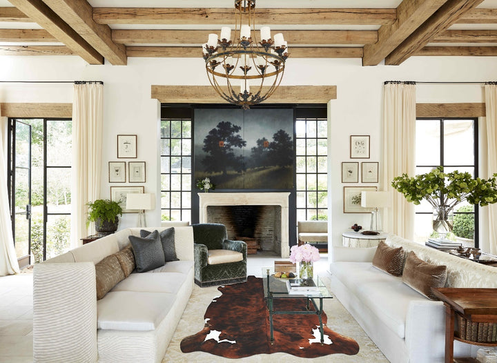 Tricolor X-Large European Cowhide Rug 7'0"H x 6'8"W #A41621 by Hudson Hides