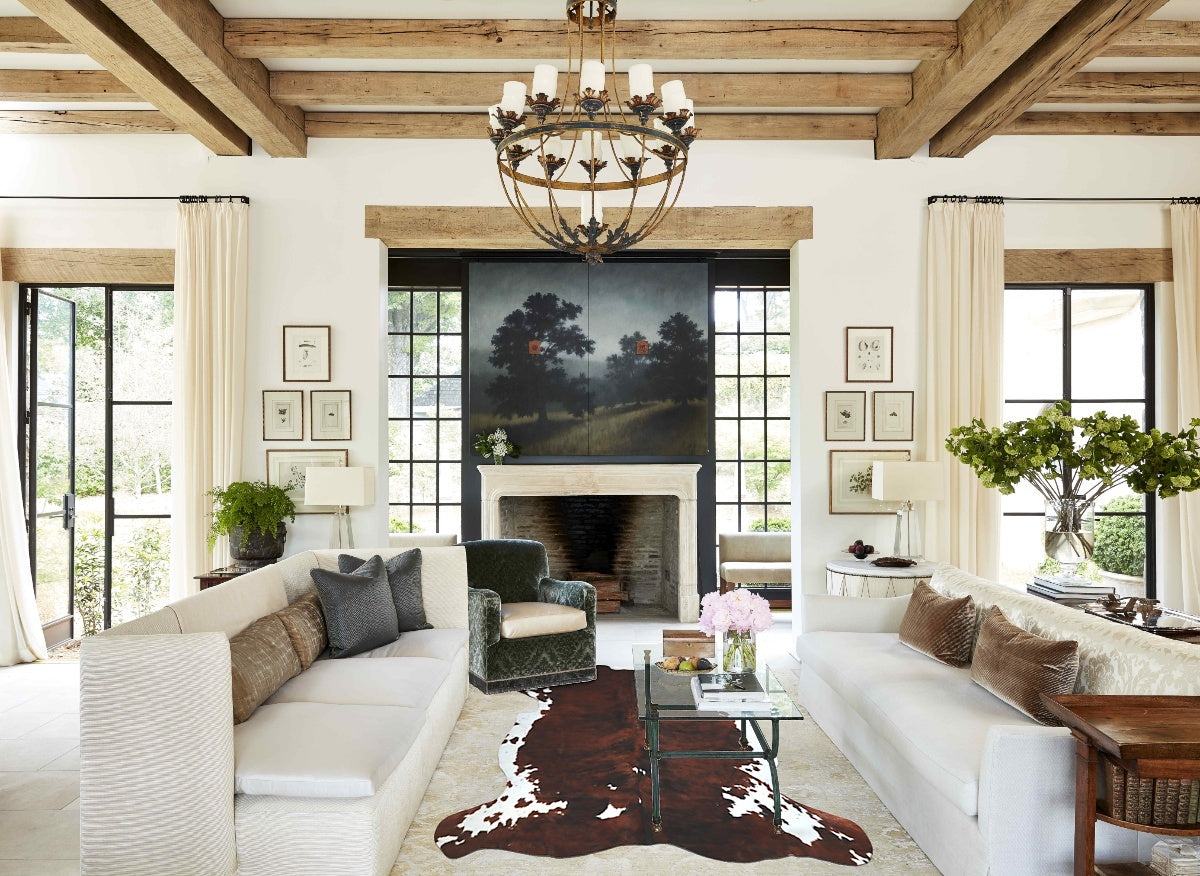 Tricolor X-Large European Cowhide Rug 7'2"H x 6'3"W #A41622 by Hudson Hides