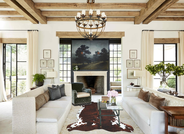 Tricolor X-Large European Cowhide Rug 7'2"H x 6'3"W #A41622 by Hudson Hides