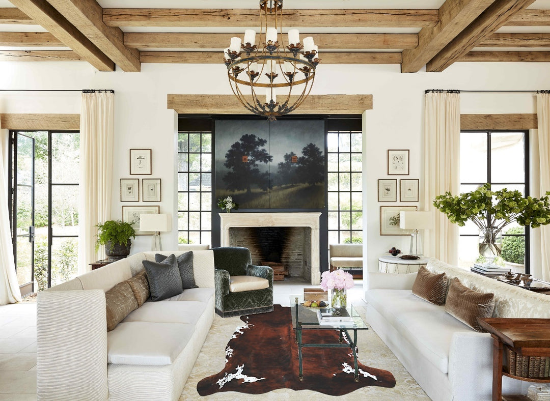 Tricolor X-Large European Cowhide Rug 7'0"H x 6'9"W #A41664 by Hudson 