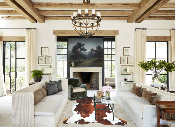 Tricolor X-Large European Cowhide Rug 7'3"H x 6'4"W #A41676 by Hudson Hides