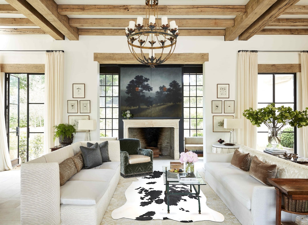 Black and White X-Large Brazilian Cowhide Rug 7'7"H x 6'6"W #A41704 by