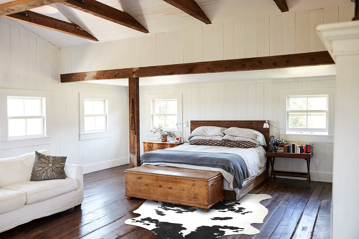 Black and White X-Large Brazilian Cowhide Rug 7'7"H x 6'6"W #A41704 by Hudson Hides