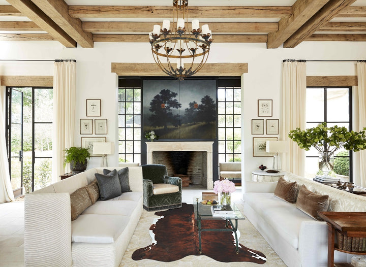 Tricolor X-Large European Cowhide Rug 7'4"H x 6'4"W #A41762 by Hudson Hides