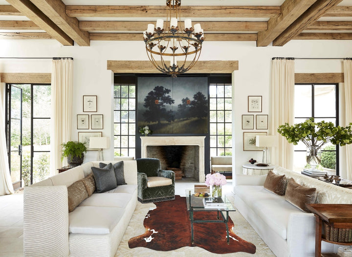 Tricolor X-Large European Cowhide Rug 7'2"H x 6'10"W #A41765 by Hudson Hides