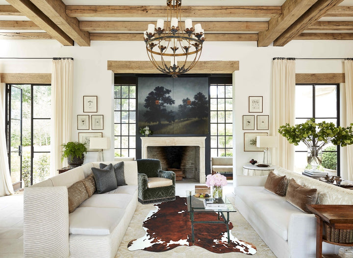 Tricolor X-Large European Cowhide Rug 7'2"H x 6'7"W #A41799 by Hudson Hides