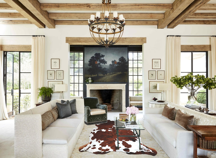 Tricolor X-Large European Cowhide Rug 6'8"H x 6'5"W #A41810 by Hudson Hides
