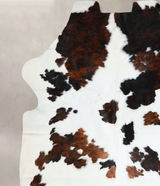 Tricolor X-Large European Cowhide Rug 7'4"H x 6'8"W #A41829 by Hudson Hides