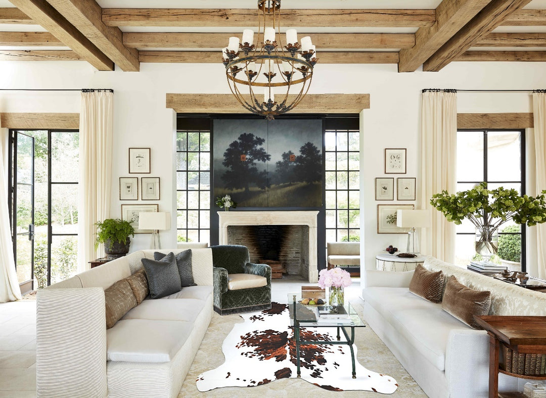Tricolor XX-Large European Cowhide Rug 7'10"H x 6'11"W #A41832 by Huds