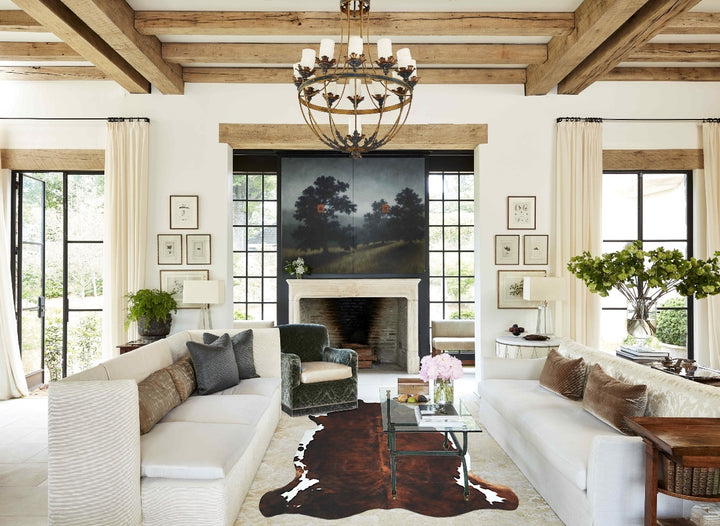 Tricolor X-Large European Cowhide Rug 6'10"H x 6'7"W #A41850 by Hudson Hides