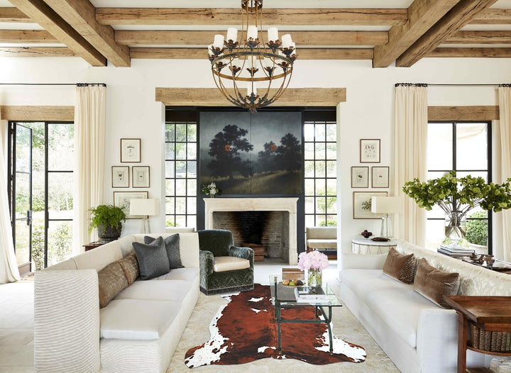 Tricolor X-Large European Cowhide Rug 6'10"H x 6'1"W #A41881 by Hudson Hides