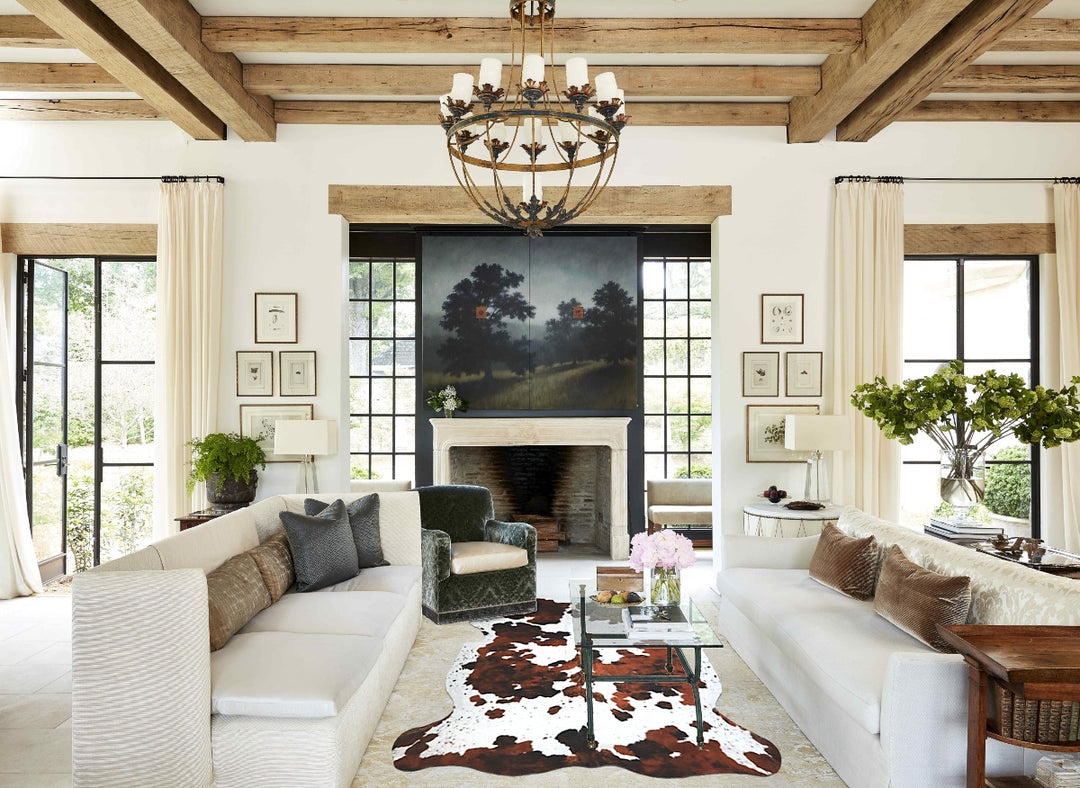 Tricolor X-Large European Cowhide Rug 6'10"H x 6'1"W #A41884 by Hudson