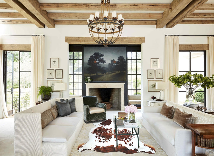 Tricolor X-Large European Cowhide Rug 6'9"H x 6'10"W #A41885 by Hudson Hides