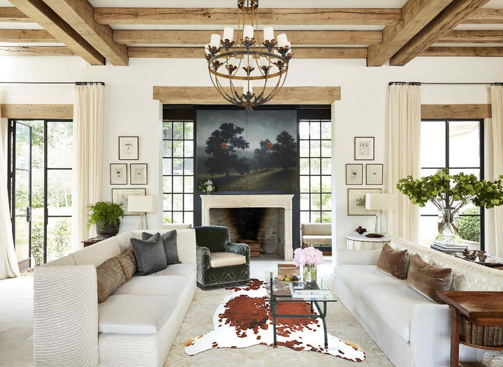 Tricolor Large European Cowhide Rug 6'4"H x 6'1"W #A41895 by Hudson Hides