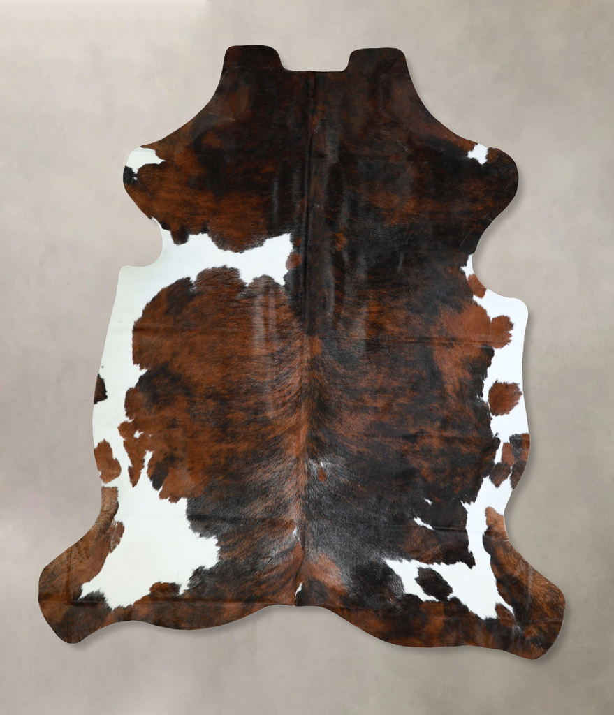Tricolor X-Large European Cowhide Rug 7'3"H x 6'4"W #A41924 by Hudson Hides