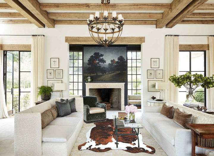 Tricolor X-Large European Cowhide Rug 7'1"H x 6'6"W #A41925 by Hudson Hides