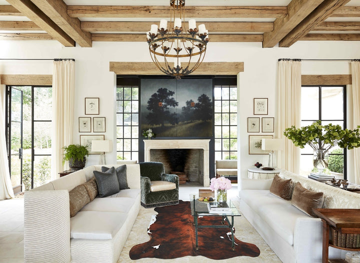 Tricolor X-Large European Cowhide Rug 7'0"H x 6'7"W #A41958 by Hudson Hides