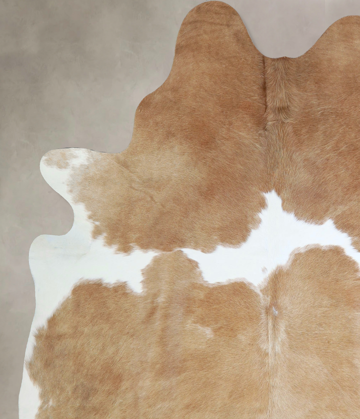 Beige and White X-Large Brazilian Cowhide Rug 7'4"H x 6'3"W #A42755 by Hudson Hides