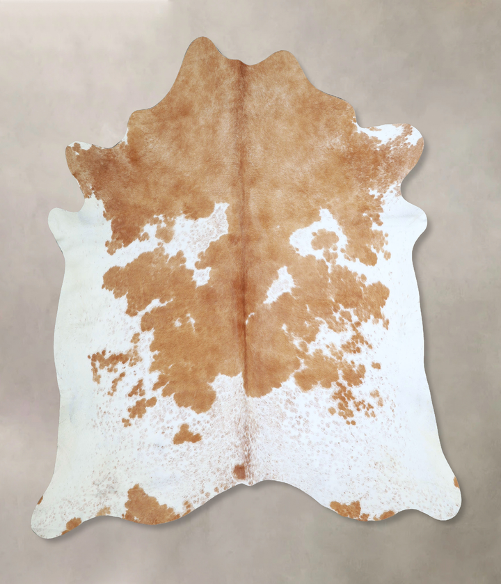 Beige and White X-Large Brazilian Cowhide Rug 7'3"H x 6'10"W #A42761 by Hudson Hides