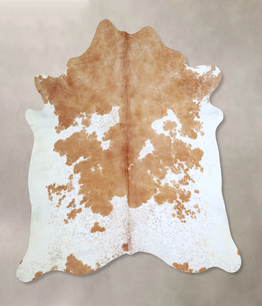 Beige and White X-Large Brazilian Cowhide Rug 7'3"H x 6'10"W #A42761 by Hudson Hides