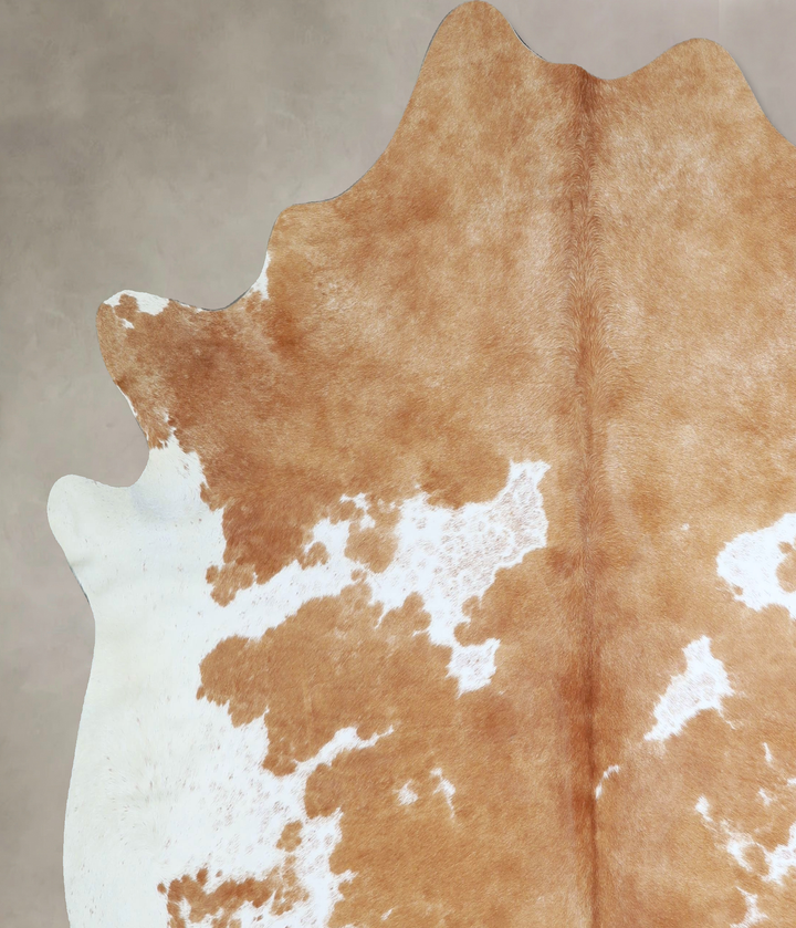 Beige and White X-Large Brazilian Cowhide Rug 7'3"H x 6'10"W #A42761 by Hudson Hides