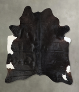 Solid Black XX-Large Brazilian Cowhide Rug 8'1"H x 6'8"W #A42768 by Hudson Hides
