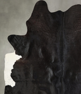 Solid Black XX-Large Brazilian Cowhide Rug 8'1"H x 6'8"W #A42768 by Hudson Hides
