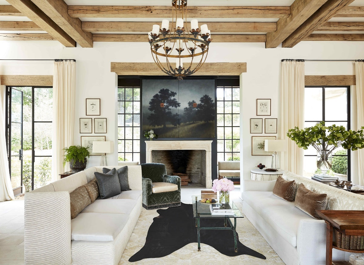 Solid Black Cowhide Rug #A42782