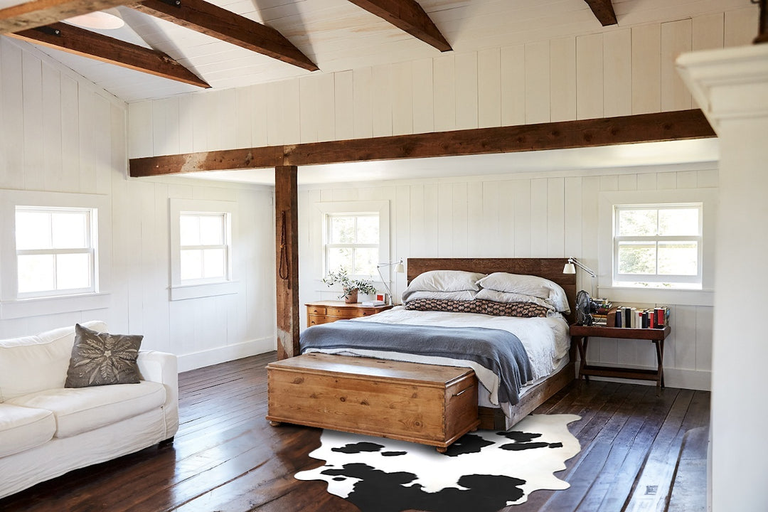 Black and White XX-Large Brazilian Cowhide Rug 8'6"H x 7'6"W #A42790 b