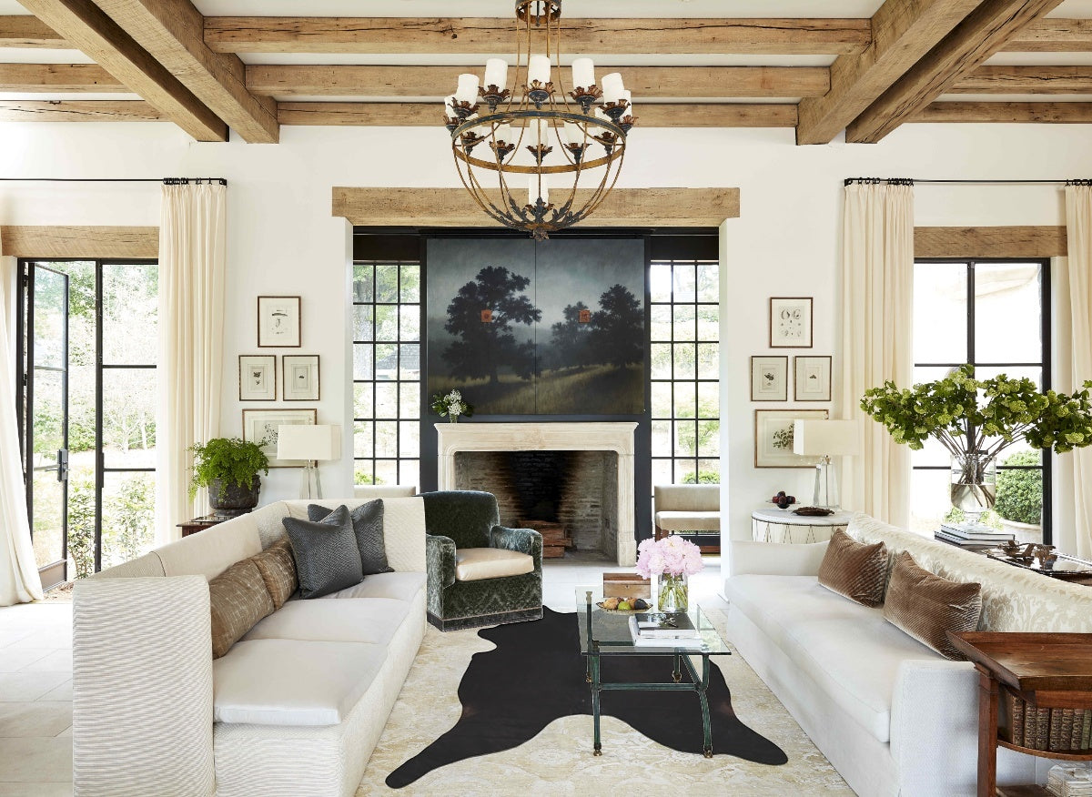 Solid Black Cowhide Rug #A42798