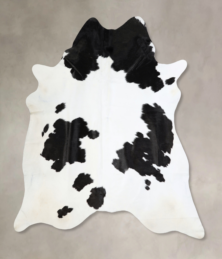Black and White X-Large Brazilian Cowhide Rug 7'1"H x 6'9"W #A42818 by Hudson Hides