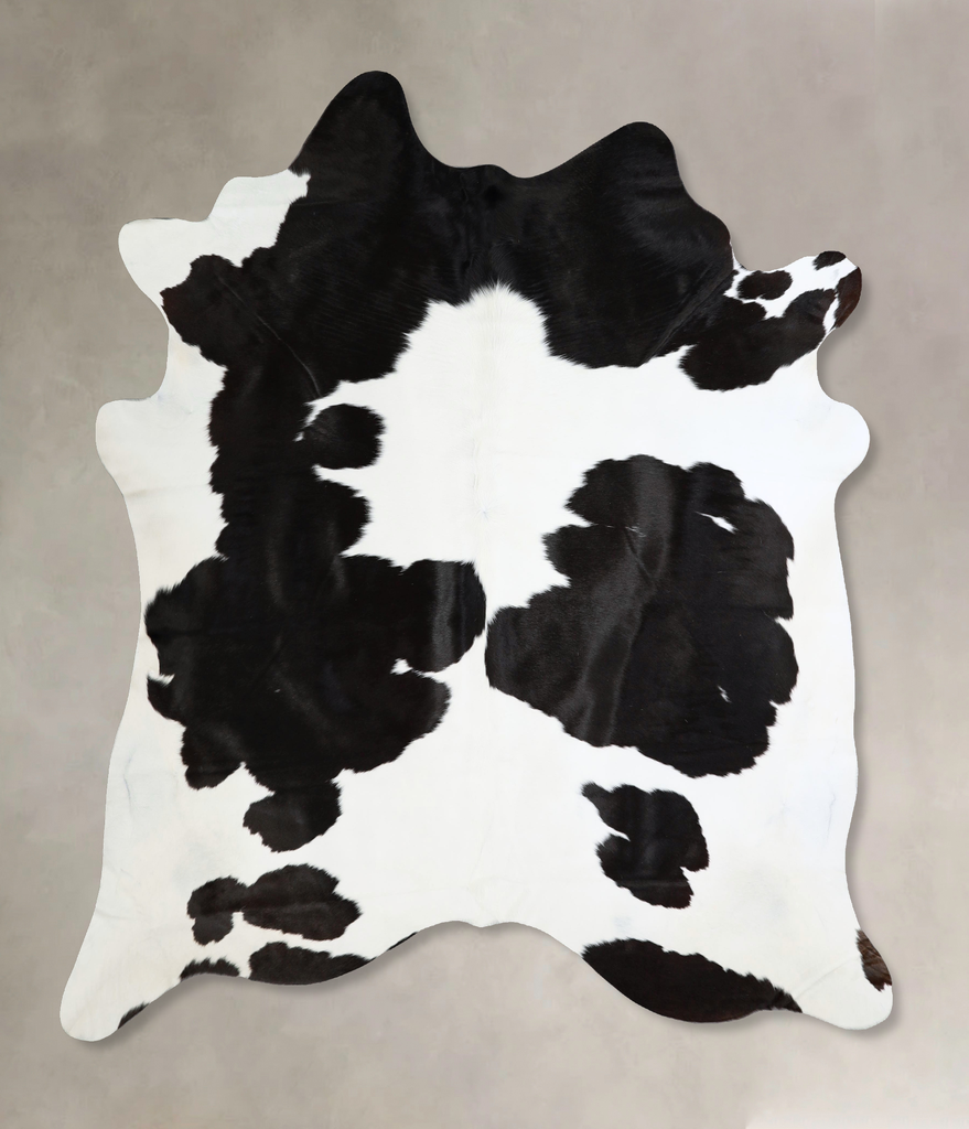 Black and White X-Large Brazilian Cowhide Rug 7'1"H x 6'4"W #A42820 by Hudson Hides