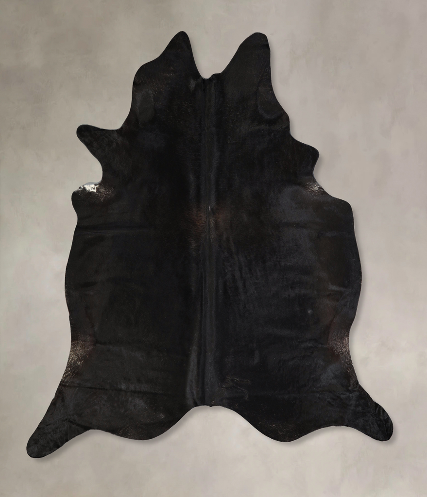 Solid Black X-Large Brazilian Cowhide Rug 7'1"H x 6'8"W #A42829 by Hudson Hides