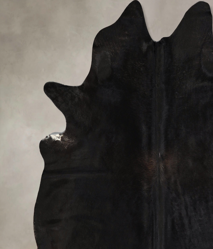Solid Black X-Large Brazilian Cowhide Rug 7'1"H x 6'8"W #A42829 by Hudson Hides