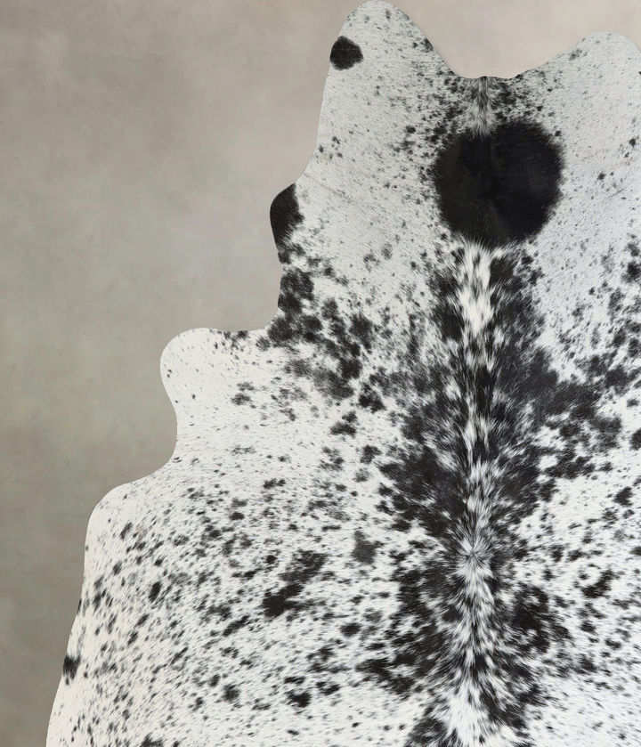 Salt and Pepper Black X-Large Brazilian Cowhide Rug 7'0"H x 6'4"W #A42832 by Hudson Hides
