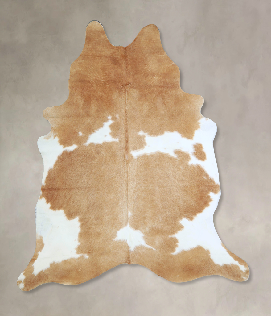 Beige and White X-Large Brazilian Cowhide Rug 7'5"H x 6'8"W #A42837 by Hudson Hides