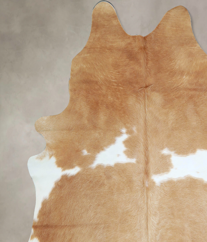 Beige and White X-Large Brazilian Cowhide Rug 7'5"H x 6'8"W #A42837 by Hudson Hides