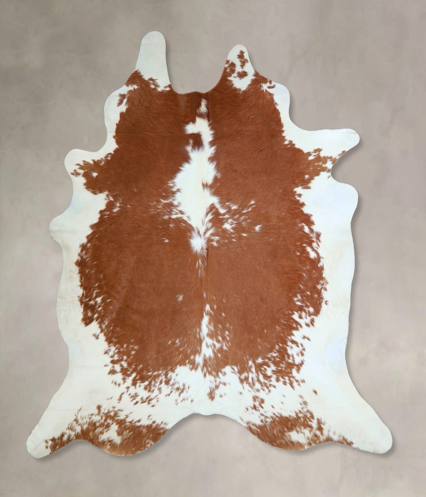Brown and White XX-Large Brazilian Cowhide Rug 7'5"H x 7'0"W #A42848 by Hudson Hides