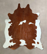 Brown and White XX-Large Brazilian Cowhide Rug 7'7"H x 7'0"W #A42851 by Hudson Hides