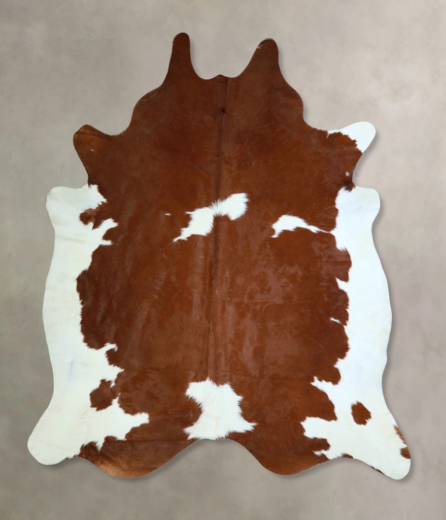 Brown and White XX-Large Brazilian Cowhide Rug 7'7"H x 7'0"W #A42851 by Hudson Hides